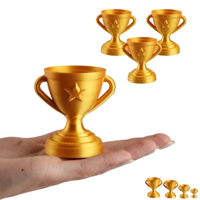 Image de Mini trophée coupe – figurine récompense impression 3D PLA – Doré, L · 7 cm · pakiet 3 szt.