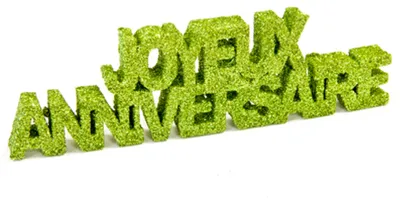 Produktbild von Glitzernde Tischdekoration Happy Birthday in Grün aus Polystyrol 12 x 3,8 x 0,8