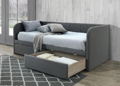 Immagine prodotto di Divano letto ZITO – 90x200 cm color grigio con due cassetti e rete inclusa
