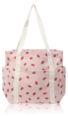 Produktbild von Shopper Damen große Cordcord Stofftasche mit Erdbeerprint, 1 Stück, für den Alltag