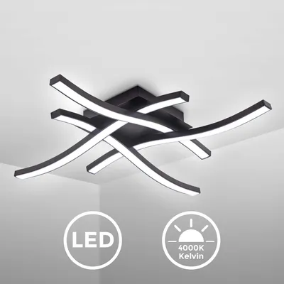 Immagine prodotto di B.K.Licht Plafoniera LED, luce bianca neutra 4000K, LED integrati 20W 2.000Lm, dimensione 42,5x42,5x7cm, lampada da soffitto per salotto o cucina, lampadario in metallo nero 230V IP20