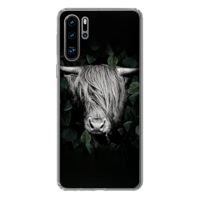 Produktbild von MuchoWow® Handyhülle Schutzhülle Hülle für Huawei P30 Pro Schottischer Highlander - Blätter - Porträt Silikon Softcase Handy Hülle - Schutzdeckel
