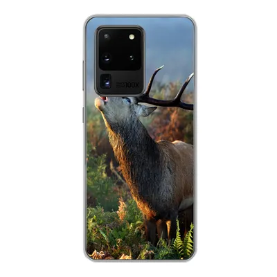 Produktbild von MuchoWow® Handyhülle Schutzhülle Hülle für Samsung Galaxy S20 Ultra Hirsche - Wald - Nebel Silikon Softcase Handy Hülle - Karteninhaber