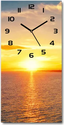 Produktbild von Wanduhr aus Glas – 30x60 cm - Glasbild - Glasuhr - Gehärtetes Glas -Sonnenuntergang Meer