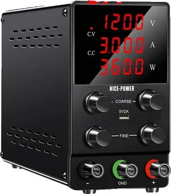 Obrázek produktu pro Stejnosměrný napájecí zdroj, výstup 120V 3A, nastavitelný s LED displejem, (120V3A)černý