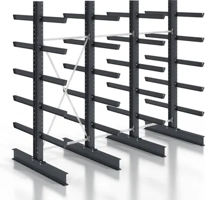 Produktbild von STIER Kragarmregal schraubbar doppelseitig 3 Felder mit 5 Ebenen 3840x3150x800mm