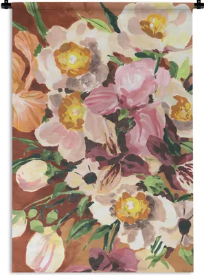 Produktbild von MuchoWow® Wandteppich Wandbehang Blumen - Pflanzen - Orchidee - Kunst 120x180 cm Tapisserie Dekoration Wandtuch - Schlafzimmer - Dekorationen für das Haus