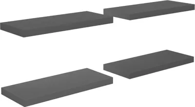 Zdjęcie produktu dla Półki ścienne, 4 szt., wysoki połysk, szare, 60x23,5x3,8cm, MDF
