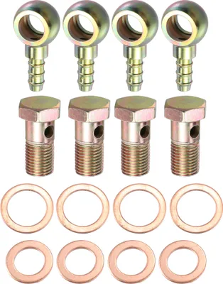 Image de 4 Ensemble Voiture Banjo Tuyau Barbillon Boulon Ajustements Métal avec 12mm 14mm Rondelles