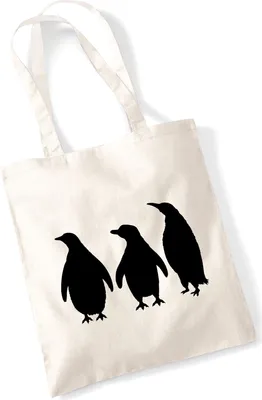 Produktbild von Huuraa Jutebeutel Pinguine Silhouette 10 Liter Natural Baumwolle Tasche Geschenkidee