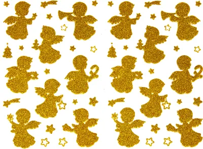 Produktbild von Oblique Unique 84 Weihnachts Sticker Glitzernd Aufkleber für Weihnachten Xmas Geschenk Deko - Engel + Sterne gold