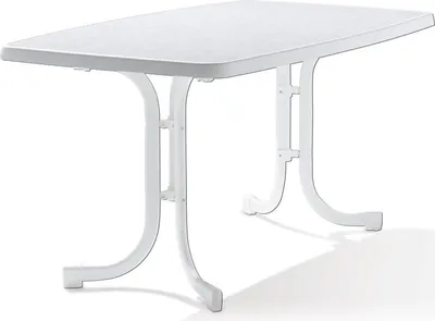 Image de Table pliante Mecalit®-PRO 150 x 90 cm, plateau marbre blanc, pieds blanc