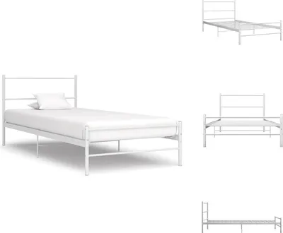 Productafbeelding van vidaXL Bed, wit, metaal, 90x200 cm - Bedden en bedframes