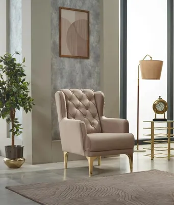 Immagine prodotto di Poltrona Poltrona imbottita in tessuto Seduta Moderna Beige Soggiorno Monoposto