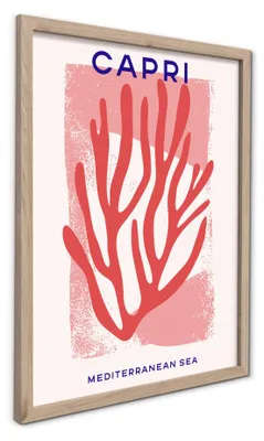 Obrázek produktu pro Obraz na zeď STYLER, rozměry 30x40 cm, motiv: pobřeží, barva: korálová, moderní umělecký obraz, dekorace do obývacího pokoje nebo ložnice, s rámem, designový