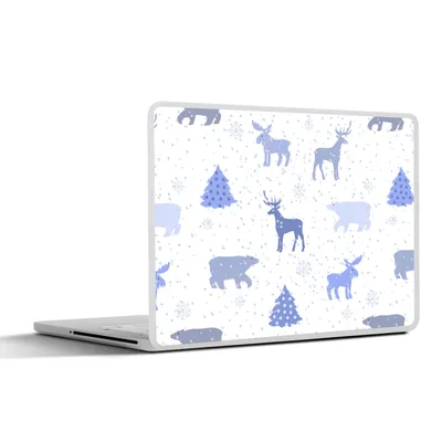 Produktbild von MuchoWow® Laptop Aufkleber Sticker Cover Hirsche - Muster - Schnee 31x22.5 cm - Laptop-Deko