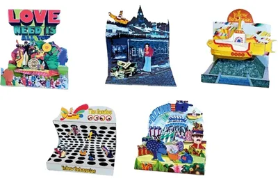 Obrázok produktu pre The Beatles. Sada pohľadníc s diorámami „Yellow Submarine“. 5 pohľadníc.