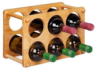 Immagine prodotto di Portabottiglie - Bambù - Per 6 bottiglie - 21 x 32 x 18,5 cm