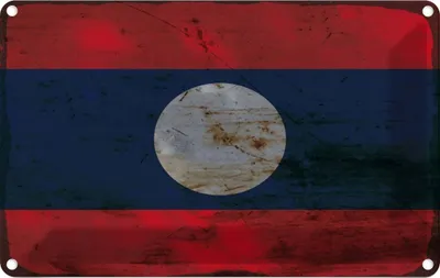 Produktbild von vianmo Blechschild 20x30 cm Laos Rost Flagge Fahne Wappen