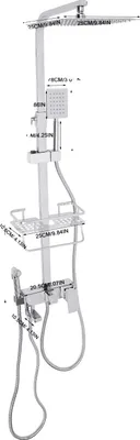 Immagine prodotto di Sistema doccia, acciaio inox, a parete, argento