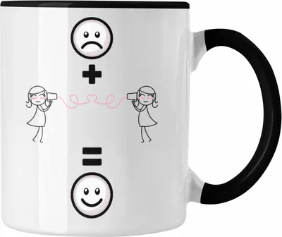 Produktbild von Trendation - Beste Freundin Tasse Geschenk für BFF Beste Freundinnen Lustige Geschenkidee :( + Beste Freundin = :) Geburtstag (Schwarz)