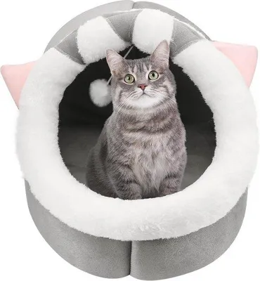 Produktbild von Famanu Katzenbett & Flauschiges Katzenzelt - Weiches Katzenkissen für kleine und mittelgroße Haustiere mit waschbaren Kissen