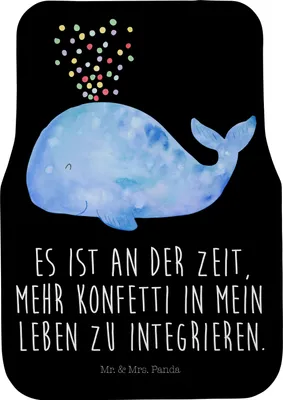 Produktbild von Mr. & Mrs. Panda Auto Fußmatte Wal Konfetti - Schwarz - Geschenk, Trennung, Diät, Fürs, Autoteppich, Automatte, Auto-Fußmatte, Abnehmen, Meer, Geburtstag, PKW