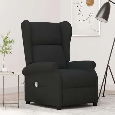 Immagine prodotto di The Living Store Sedia ad ala con funzione reclinabile elettrica in tessuto nero