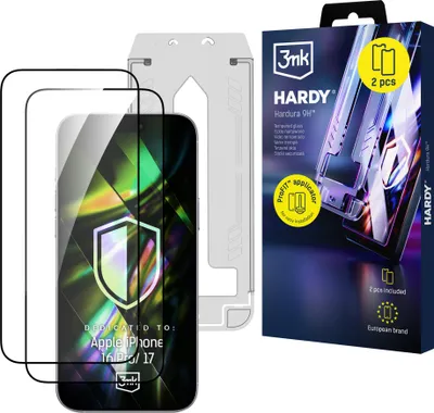 Immagine prodotto di 2 vetri temperati con applicatore 3mk Hardura 9H per Apple iPhone 16 Pro/17
