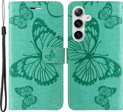 Produktbild von Samsung Galaxy S25 / S24 Hülle - Coverup Schmetterlinge Klapphülle - Mintgrün