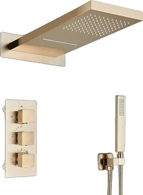 Obrázek produktu pro Skrytá sprchová armatura, ovládání termostatem, moderní mosazný design, kartáčovaný nikl A