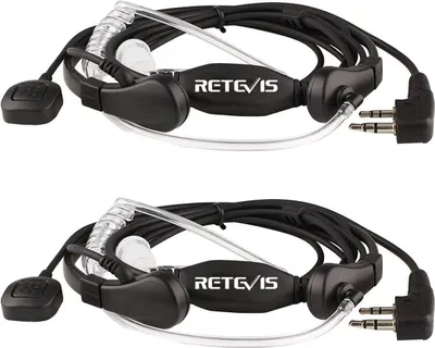 Produktbild von Retevis Funkgerät Kehlkopfmikrofon Headset 2-pin Kopfhörer Ohrhörer Kompatibel mit Walkie Talkie RT24 RT27 RT22 RT21 RT28 RT81 RT1 RT15 BF Kenwood (2 STK.)