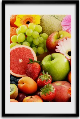 Produktbild von Bild - Bilderrahmen - 40 cm x 60 cm - MDF - Rahmen - Wandkunst - Früchte und Blumen