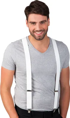 Obrázok produktu pre Párty Factory šle, žiarivo biele, 2,5 x 50-90 cm, pre mužov a ženy, kostýmový doplnok, do výšky 195 cm