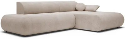 Image de Selsey Armone – Canapé d'angle convertible, chenille, pouf à droite, beige clair