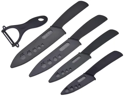 Keramische Messenset 5-teilig, schwarz, 6 Zoll Kochmesser