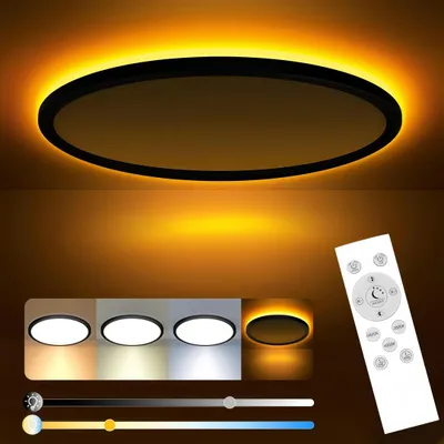 Produktbild von LED-Deckenleuchte mit Nachtlicht & Fernbedienung, Dimmbar&Timer, 3000–6500K, 24W ultradünn–Deckenleuchte für Wohnzimmer, Schlafzimmer, Arbeitszimmer
