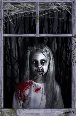 Gruseliger Halloween-Vorhang 120×80 cm, Fensterdekoration