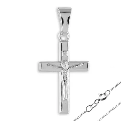 Produktbild von Kreuz Kette Silber 925: Kruzifix Anhänger Kommunion