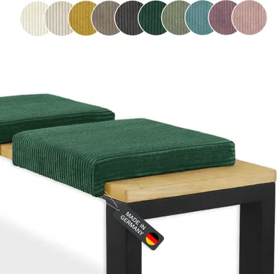 Produktbild von Lycce Bankauflage Klemmkissen 1 Leiste Cordstoff extra Polsterung, für Banktiefe ab 35 cm, Farbe:grün
