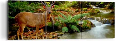 Produktbild von Bild auf Leinwand - Leinwandbild - Herbst berg strom landschaft - 120x40cm - Wand Bild - Wanddeko - Leinwanddruck - Bilder - Kunstdruck - Wanddekoration - Leinwand bilder - Wandkunst - CA120x40-2243