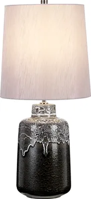 Immagine prodotto di Lampada da tavolo in Vetroceramica Woolwich bianco-nero-argento 1xE27x60W Vetroceramica / gesso dim.: 65x30x18 cm IP20 Elstead