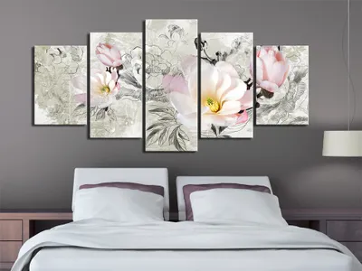 Zdjęcie produktu dla Obraz akustyczny kwiaty 200x100 cm 5-częściowy obraz pianka akustyczna wysokowydajny pochłaniacz dźwięku izolacja akustyczna płótno 5 szt. fototapeta akustyka pomieszczenia izolacja akustyczna 020110-126