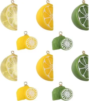 Productafbeelding van Imitatie citroen hars charms - 10 stuks 5 stijlen - Creatieve fruit charms voor sieraden - m-winkel