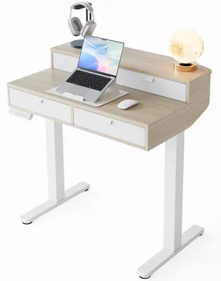 Höhenverstellbarer Schreibtisch 80x53 cm, elektrisch, 4 Speicher, Schubladen