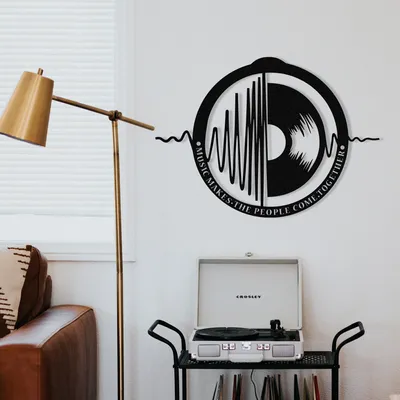 Image de Wallity, accessoire mural décoratif en métal, noir, 60 x 43 cm | 100 % métal (épaisseur : 1,2 mm) | Un design élégant et moderne pour votre intérieur ou votre bureau.