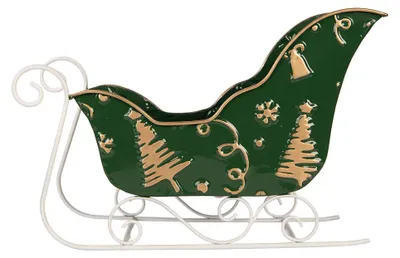 Produktbild von Clayre & Eef Weihnachtsdekorationsfigur Schlitten 35x15x23 cm Grün Metall
