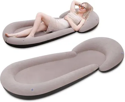 Obrázek produktu pro Nafukovací matrace s polštářem a okrajem – pohodlná nafukovací matrace na pláž nebo do zahrady (180 × 75 cm)