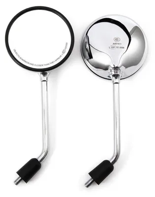 Immagine prodotto di Specchietti retrovisori per moto, stile classico e retrò, rotondi, per manubrio, laterali, color argento, con viti da 8/10 mm, adatti per ATV, scooter, moto da cross e moto cruiser