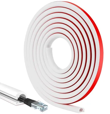 Imagen del producto de TRANKIELO® - Canaleta mini para cables – Conducto flexible de PVC con cinta adhesiva – 3 metros, 15 mm x 10 mm